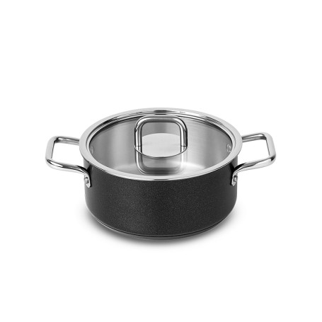 CAÇAROLA SILAMPOS C/ASAS 20 COMFORT GLASS BLACK