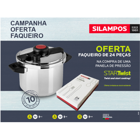 Panela de Pressão Silampos StarTwist 10L - C/Oferta de Faqueiro